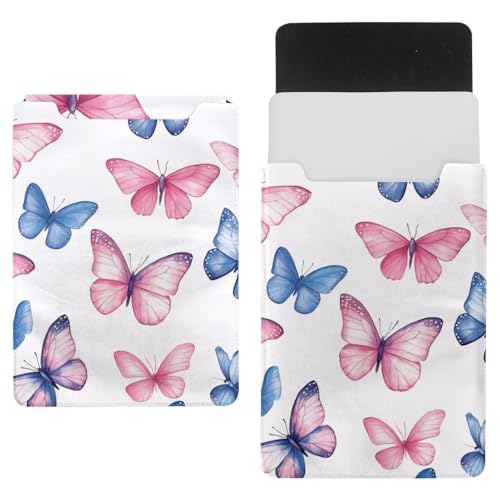 Housse pour ordinateur portable papillons rose et bleu aux finitions soignées