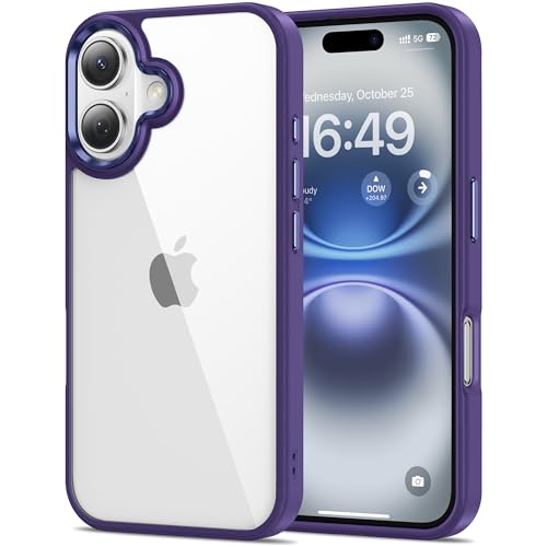 Image of HOOMIL Case for iPhone 16 Plus 6.7-Inch, Non-Yellowing, Drop Protection, Anti-Scratch Transparent Hard Back Phone Cover - Dark Purple
