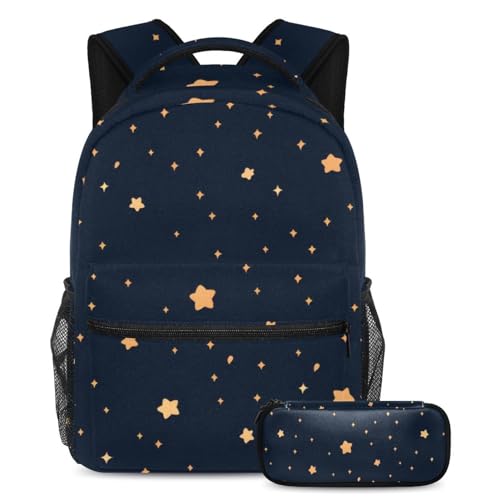 Cartable ensemble ciel étoilé jaune avec sac à dos et trousse pour l'école