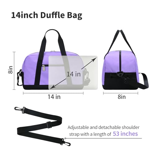 Image of Apenze Small Gym Bag 14 inch lightweight Carry On Mini Duffel Bag for Travel Sport - Purple