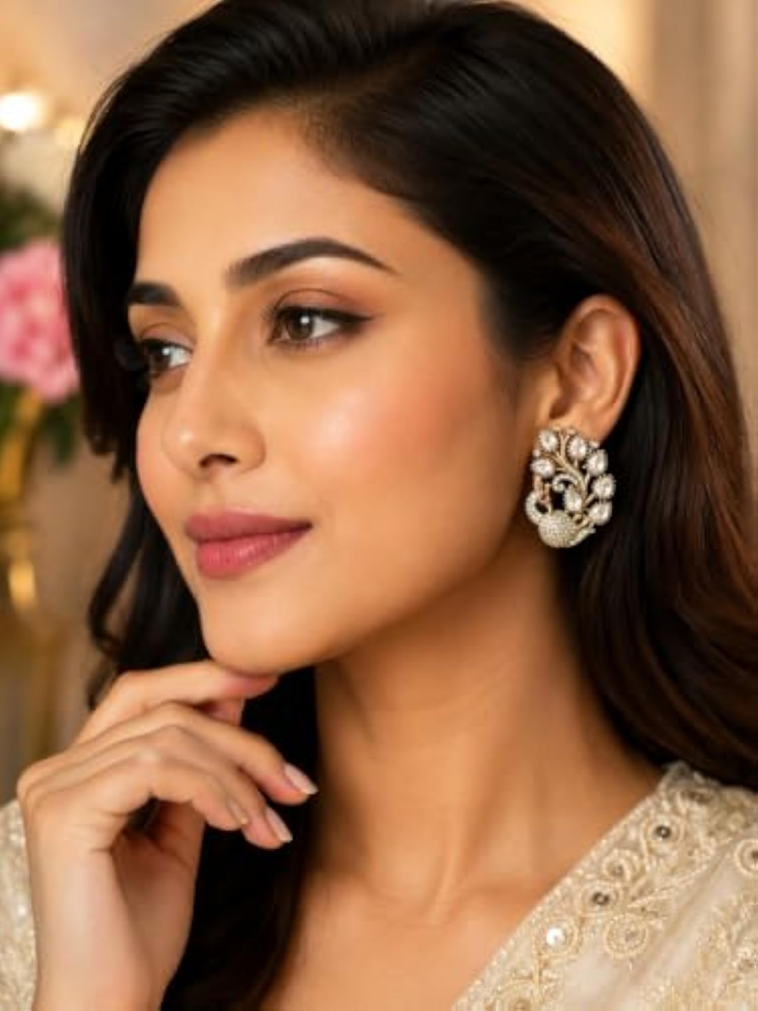 Bird Stud Earrings for Women & Girls, Decorative Stone Accent