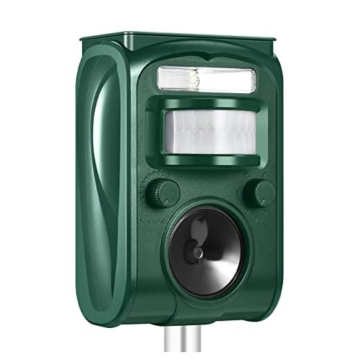 AMIATCH Solar Ultrasonic Animal Repeller, Motion Detection, LED Flashing Light, Cat Repellent Outdoor, Dog, Squirrel, Raccoon, Skunk, Rabbit, Rodent, Fox, Deer, etc.