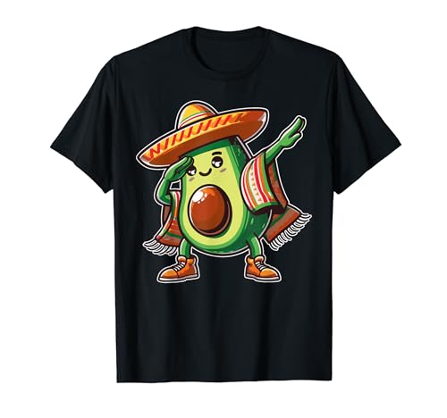 Dab Mexican Avocado Poncho Sombrero Boys Funny Cinco de Mayo T-Shirt
