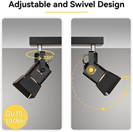 KARMIQI Deckenstrahler LED Schwarz, Deckenstrahler 2 Flammig, LED Deckenleuchte Schwenkbar, GU10 Deckenlampe Spot, INKL. 2 x 4 W GU10