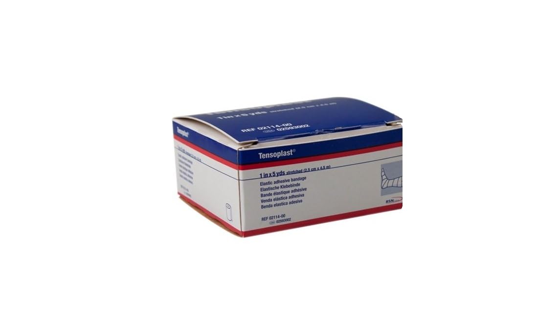 BSN Medical 02593002 TENSOPLAST Elastic Adhesive Bandage 1" x 5 yd. Size, White (Pack of 36)