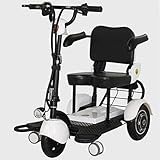 Dxysyldrun Adult Home Shopping Cart, Smart Scooter for The Elderly, Folding Electric Tricycle for Adults with Disabilities,White