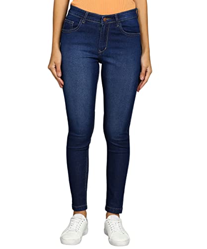 Urbano Fashion Women's Dark Blue Skinny Fit Washed Jeans (womjennvshd-03a-dblue-30)