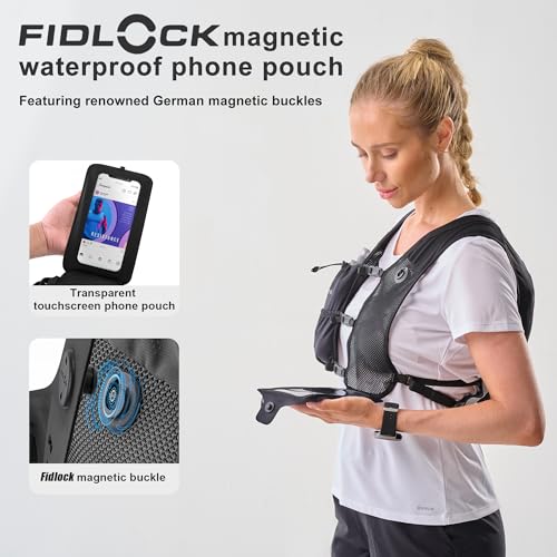 N NEVO RHINO Colete de corrida, colete de hidratação para corrida com frasco macio de 350 ml, colete