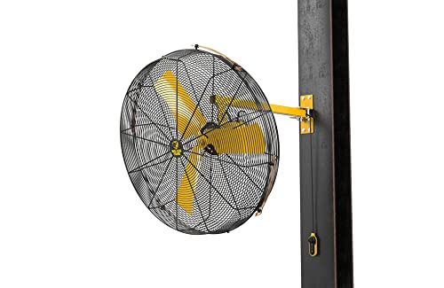 Image of Big Ass Fans AirEye 36 inch Swivel Mount Fan - 120V Industrial Wall Fan, Variable Speed EC Motor, IPX5 Rated, Indoor /Outdoor Fan, Black /Yellow