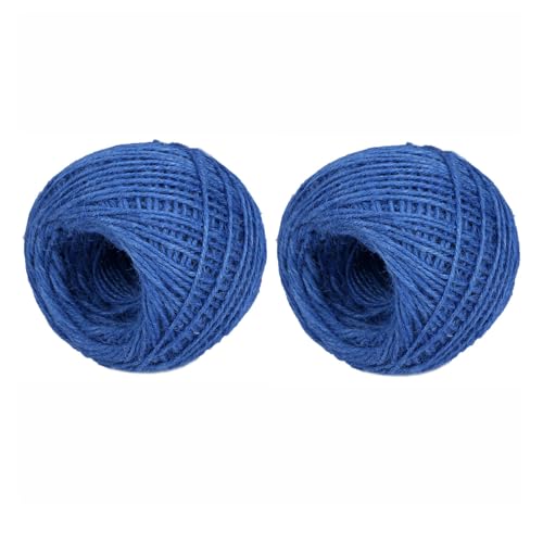 Lot de 2 rouleaux de ficelle de jute multicolore - 2 mm x 50 m - Corde de jute colorée - Corde de jute naturelle - Corde de chanvre fine - Corde de chanvre - Cordon de paquet - Décoration pour