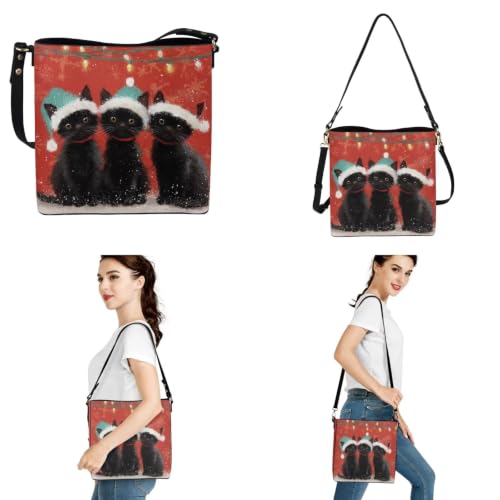 Image of HUGS IDEA Leather Purses and Handbag for Women Bucket Bag with Wrist Wallet 2 Packs