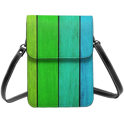 Sac à bandoulière pour téléphone portable en cuir noir avec rabat arc-en-ciel