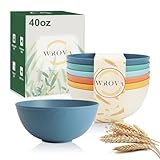 Wrova Wheat Straw Bowls for Kitchen set of 6,Anti-Scald Thick Soup Bowls 40oz,Microwave and Dishwasher Safe Bowl Sets, Unbreakable Cereal Bowl Sets. Vibrant Series