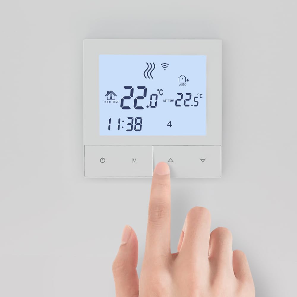 Termostato Inteligente WiFi for calefacción del hogar, Suelo Radiante eléctrico con Sensor, Controlador de Temperatura de Caldera de Gas FáCil De Usar(TDS72-WIFI-WPB)