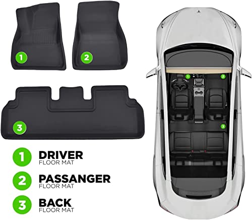 Tesla Model 3 Floor Mats - Tpe All-Weather Waterproof Accessories For 2023 2022 2021 Upgraded Odorless Durable Rear Trunk Mat Floor Liners, Interior Accessories #TOP5