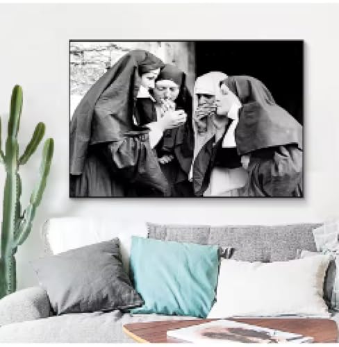 Impression canvas nonnes fument affiche imperméable et durable 20x30cm