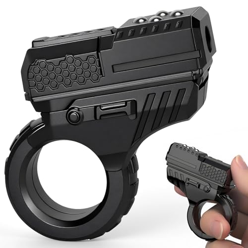 Image of Fidget Slider Finger Ring Clicker Roller Toy Fidget Pistol Textured Fingertip Focus Tool for Adults Kids, Sensory Fingertip Press EDC Travel Toy Party Gift Stocking Stuffer - Plastic /Black