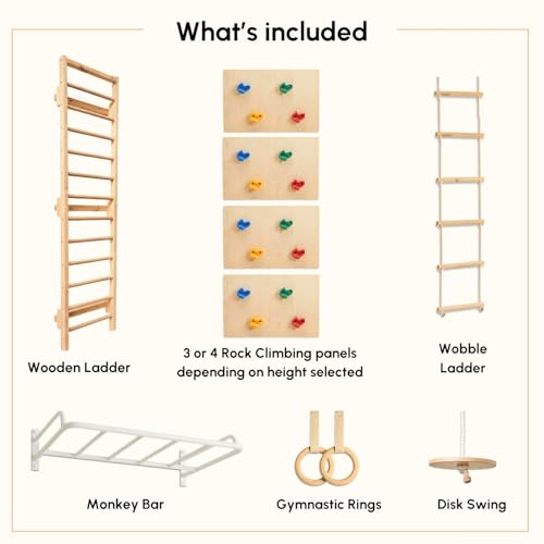 Image of Curious Cub Jungle Gym for Kids Indoor | Kids Gymnastics At Home Gym | Contains Rock Climbing, Wall Climbing for Kids | Ladder for Kids to Play Indoor Fun Activity for Ages 4+