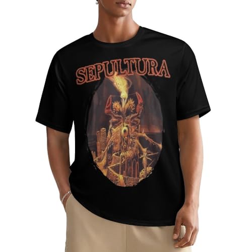 CRkkgzxm Men Guys Brazilian Heavy Metal Band Ŝèp̪ũ-ĺťũŕá T Shirt Crewneck Short Sleeve Shirt, Breathable Tee Top Shirt for Mens, Graphic Custom Tees Clothes Top XL, Style