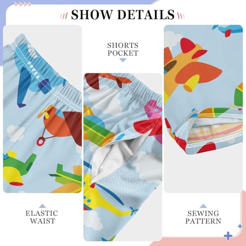 ZZXXB Colorful Airplanes Boys Long Pants Soft Trousers Elastic Waist Kids Lounge Bottoms with Pockets S-XL4