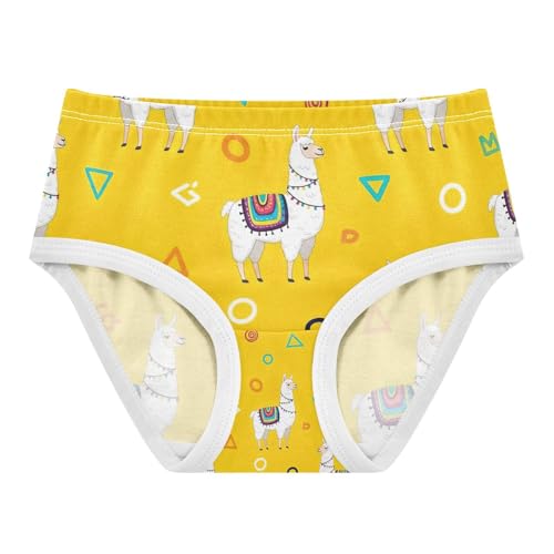 White Llamas Yellow Toddler Underwear Girls, Girls Briefs, 2T–8 Years - Main Image