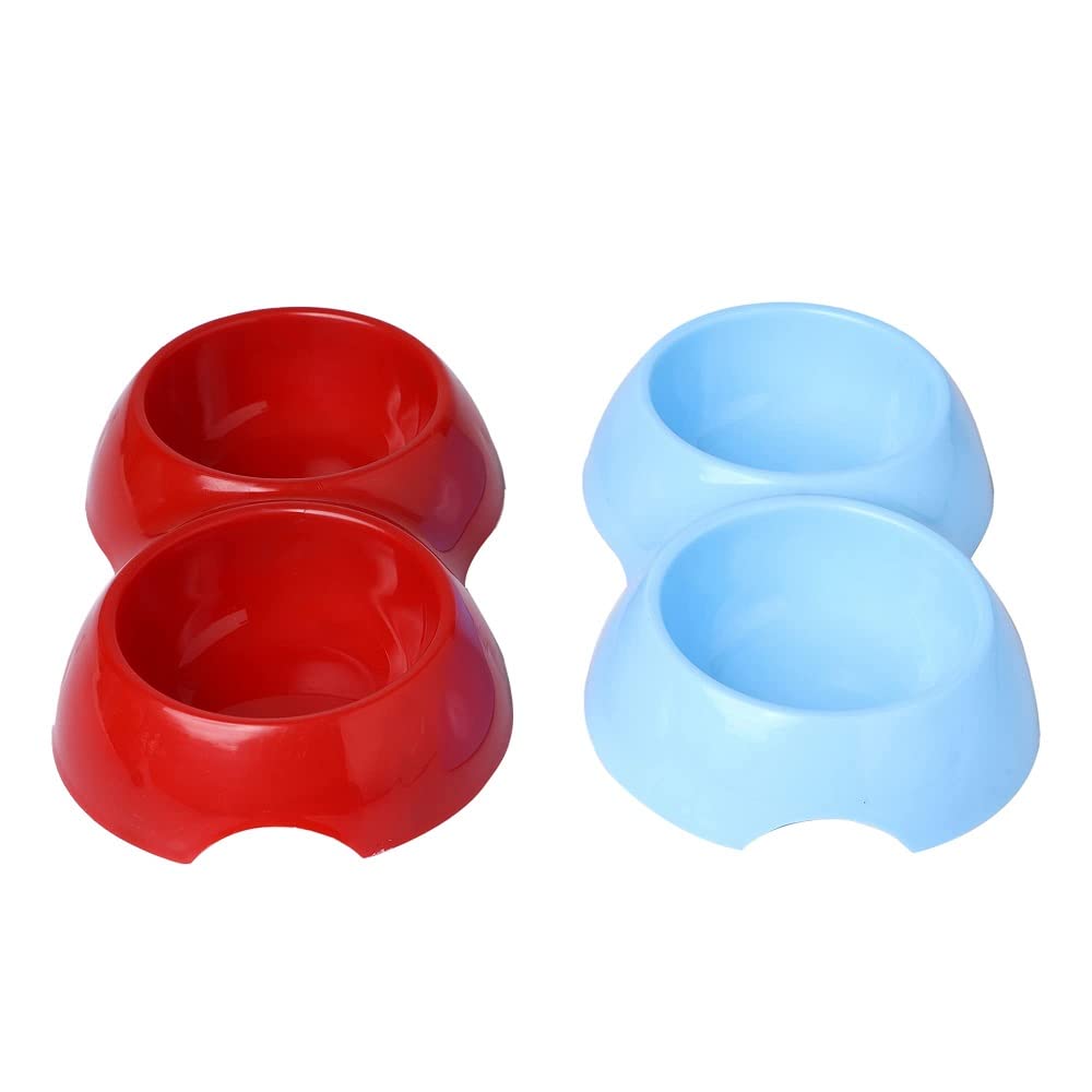 Home Bargains 2-in-1 Bowl for Dogs and Cats | Non-Slip, Non-Toxic Pet Feeding Plastic Double Bowl for Food & Water Feeder, Red and Blue (B0BZPVFD7D) Amazon Price History, Amazon Price Tracker