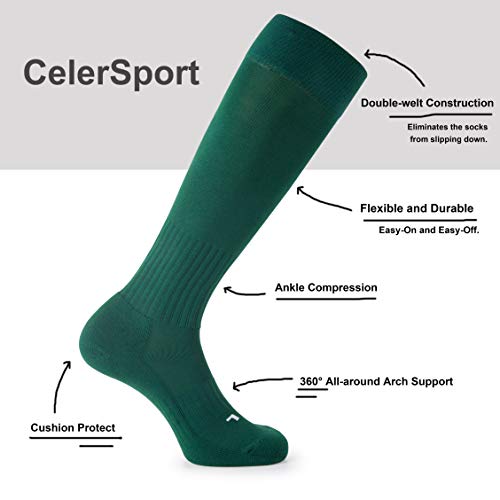 Image of CS CELERSPORT 2 /3 Pack Soccer Softball Baseball Socks for Youth Kids Adult Multi-Sport Compression Knee High Socks