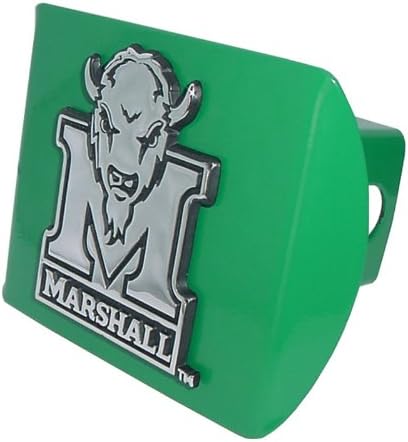 Elektroplate Marshall Thundering Herd Green Chrome Buffalo Emblem NCAA Metal Trailer Hitch Cover Fits 2 Inch Auto Car Truck Receiver