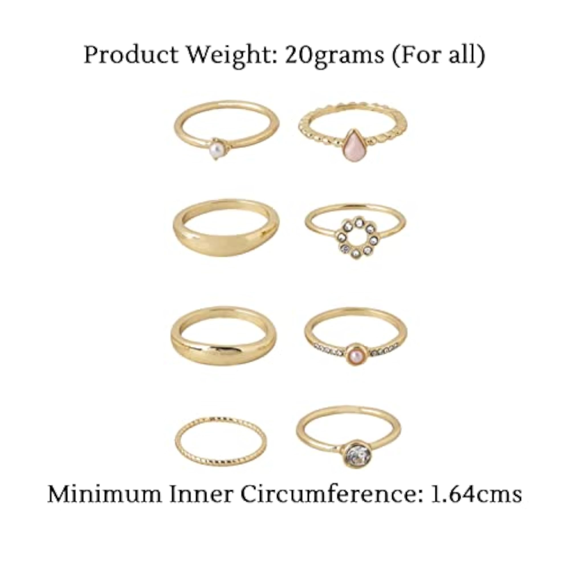 Geometric Ring Set Plated Knuckle 8 Pcs Combo Birthday