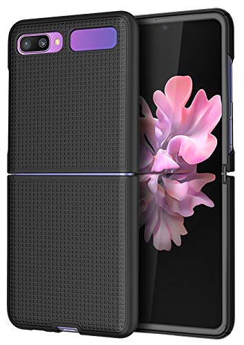 Case For Galaxy Z Flip, Nakedcellphone [Black] Protective Snap-On Cover [Grid Texture] For Samsung Galaxy Z Flip 5G Phone (Sm-F700, Sm-F707) 2020 #TOP4