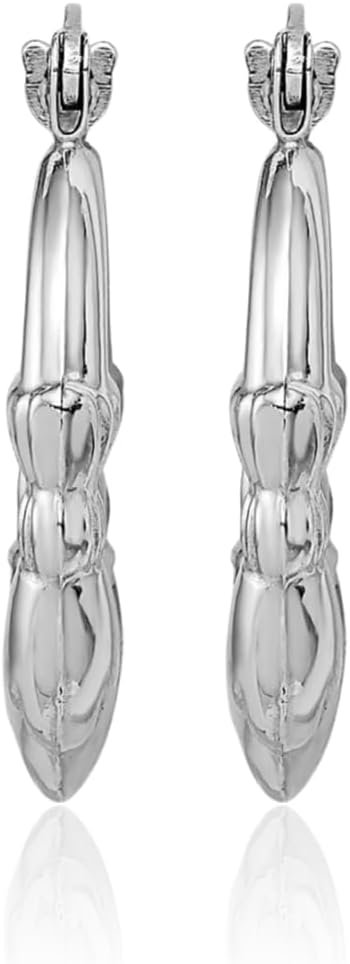 IceCarats 14K Solid White Gold Medium Heart Celtic Claddagh Hoop Earrings 17mm 5/8 inch Snap Back For Her