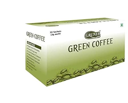GRUNER Green Coffee Beans Powder- 30 Sachets Each| For Weight Loss/Fat Burner & Immunity Booster| Made with Goodness of Natural Ingredients, Organic Unroasted Coffee Beans