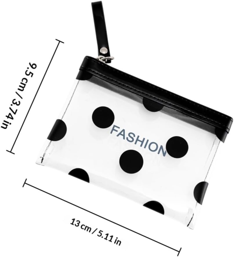Portable Polka Dot Pvc Wallet Small Crafted Change Bag for Travel Storage Black