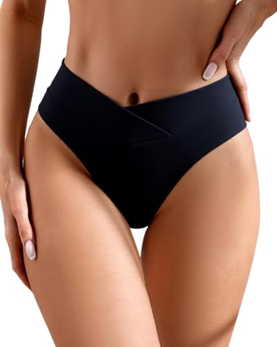 10 Best Cheeky Bikini Bottoms That'll Make a Splash This Summer 5 Women's V Cross High Waist Bikini Thong Bottoms