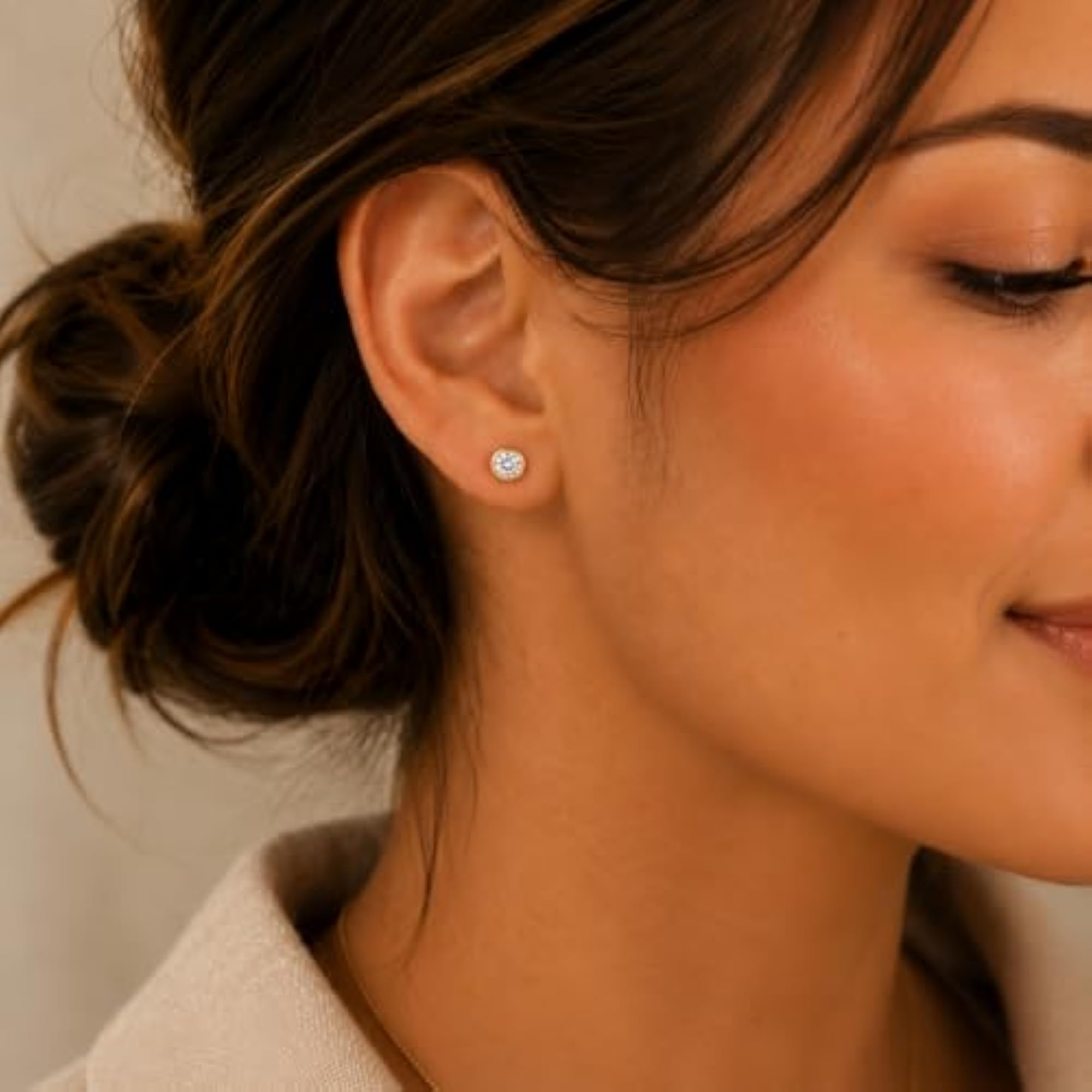 925 Sterling Silver Diamond Stud Earrings for Women
