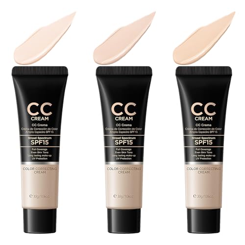 3 Unidades Cc Cream,Corrector Y Contorno Cc Crema, Larga Duración Crema Con Color,Resistente Al Agua,Para Un Cutis Natural Y Uniforme,Apto Para Diferentes Tipos De Piel