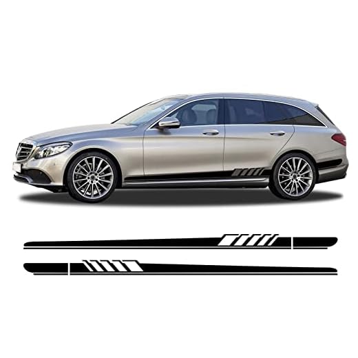 Car Klistermärken dekal, För Mercedes Benz C-Klass S205 Kombi C180 C200 C300 C63 AMG Racing Sidokjol Tillbehör Bil Sida Dörr Dekal Klistermärke