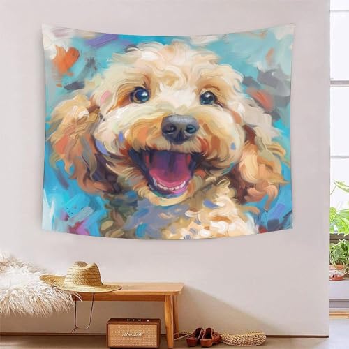 Tapisserie Poodle Chien 3D pour Habiller un Grand Mur Vide de Salon