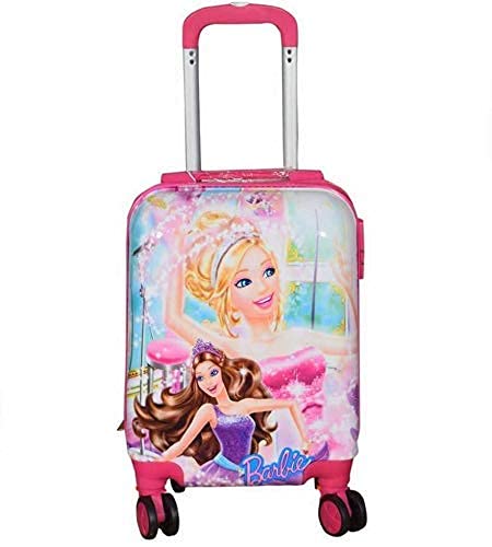 Divs Edenic Cartoon Print Blue 20 Inches Both Sides Print Dancing Barbie, Hard top Polycarbonate Girls Suitcase/Trolley Bags for Kids with 4 Wheels. Colour :Multi-Colour
