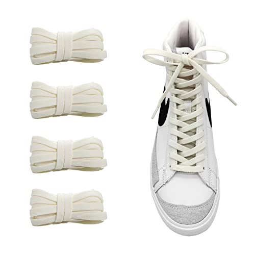 Image of UamGlsob 2 Pairs 5/16" Flat Elastic Shoe Lace, 27"-72" Length Stretch Shoelaces Strings Replacement for High/Low Top Sneakers (Beige, 54