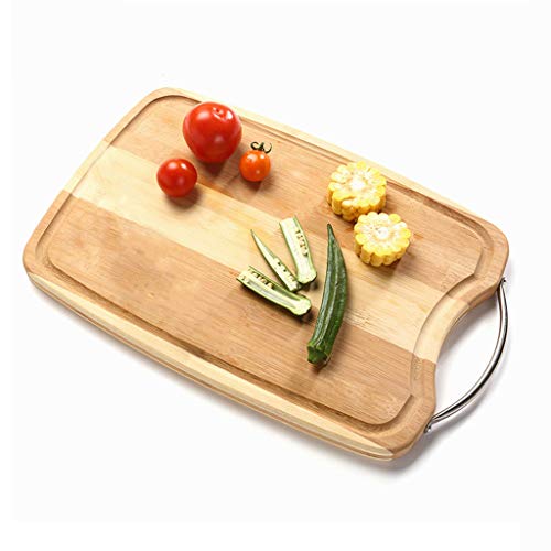 DSISI Tabla de Cortar Filete Rectangular para el Hogar Cocina Pan de Frutas Rollo de Verduras Tabla de Cortar con Mango de Aleación de Aluminio Duradero Canal de Jugo 38 * 26 * 1.8cm