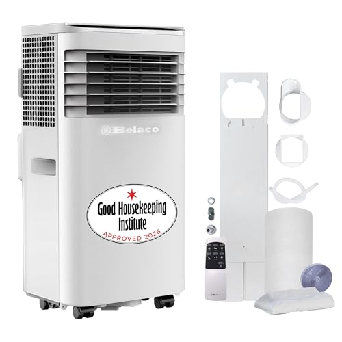 Belaco Air Conditioning Unit 9000 BTU, Portable Air Conditioner, AC 4-in-1 Cooling, Fan & Dehumidifier, Energy Class A, Timer, Window Kit, Good Housekeeping Institute Approved