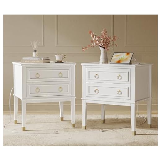 Stylish 27.6" Tall Nightstand with Charging Station