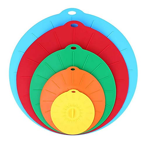 3nh 5 Pcs Universal Silicone Suction Lid-Bowl Pan Home Kitchen Tools Spill Lid Stopper Cover Dinner Table Insulation Preservation