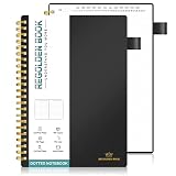 Regolden-Book Caderno espiral A5, capa dura de polipropileno, caderno de rabiscos de matemática de engenharia com suporte de caneta, 160 páginas 14 x 21 cm, para homens e mulheres escola/faculdade/trabalho/escritório (preto)