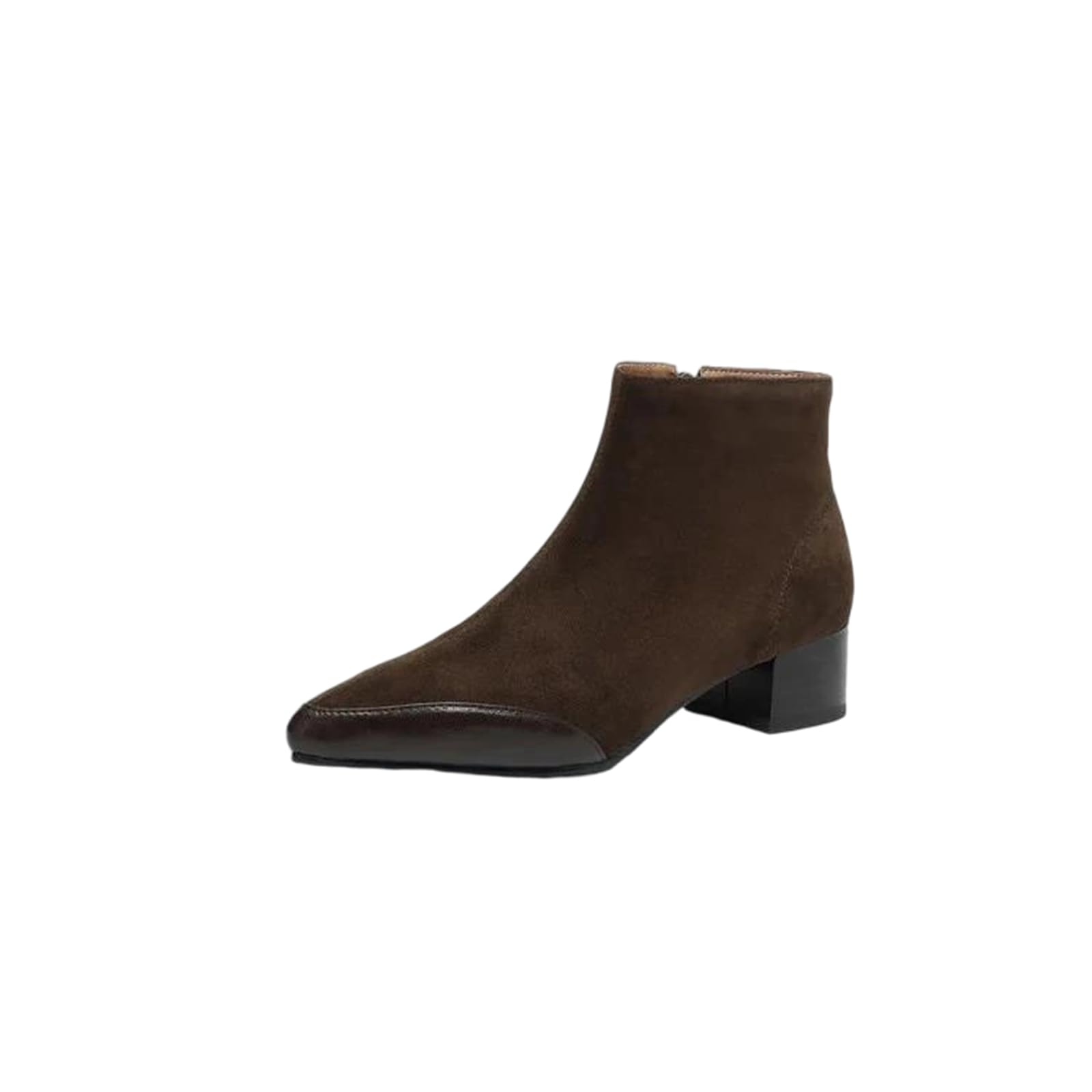 Womens Booties Pointed Toe Med Square Heel Office Lady Ankle Boots Splicing Detail For A Comfortable And Stylish