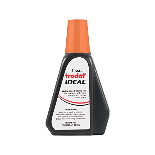 Trodat 52730 Ideal Premium Replacement Ink for Use with Most Self Inking and Rubber Stamp Pads, 1oz., Orange