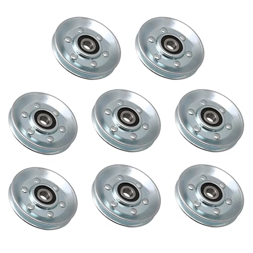 ETFBUY 8 Pieces Silver Iron Type Bearings Cable Pulley Wheel 7.3cm OD for Industry