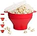 Bolsas Plegables para Hacer Palomitas de maíz en microondas, recipientes para Palomitas de maíz con Tapa y Asas, para Hacer Palomitas de maíz de Silicona (Rojo)