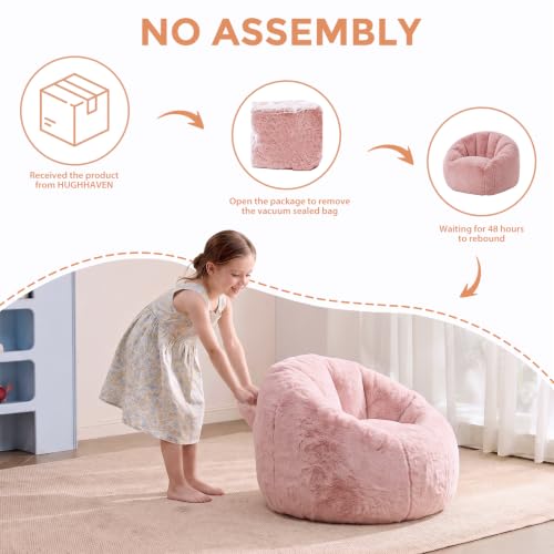 Image of HUGHEAVEN Kids Bean Bag Chair, Small Memory Foam Sofa, Ages 3+